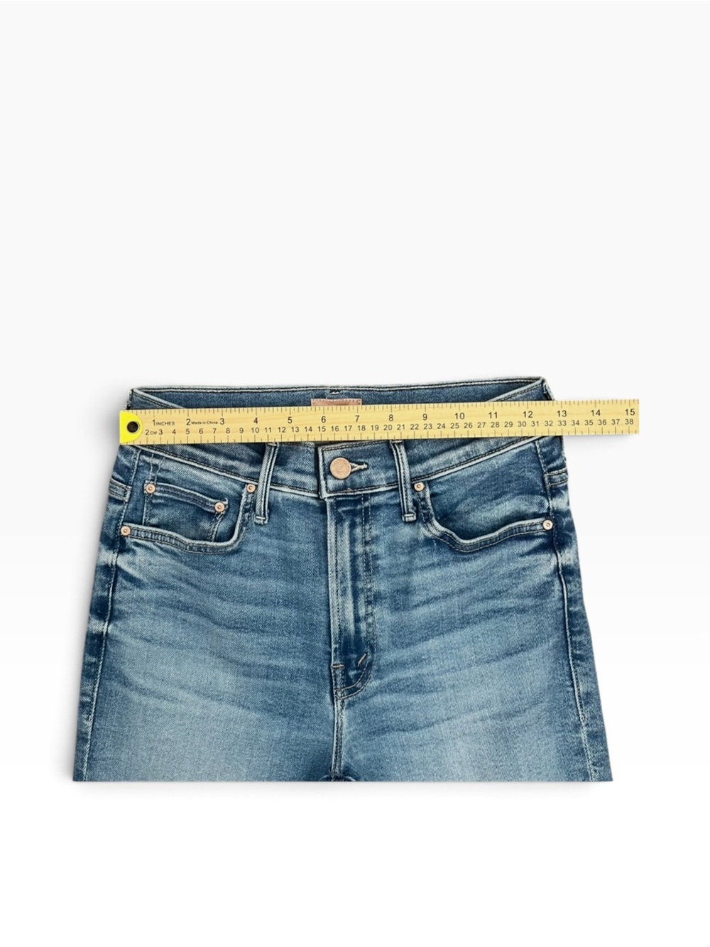MOTHER Lil’ Insider Crop Step Fray Jeans Petite Out Of The Blue Size 27 - Picture 12 of 16